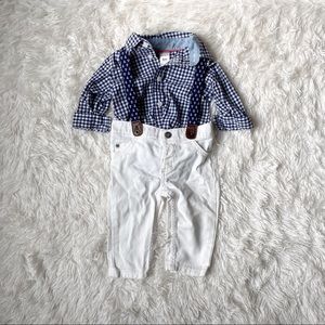 2 Piece Baby Suspenders Outfit Size 6 Months